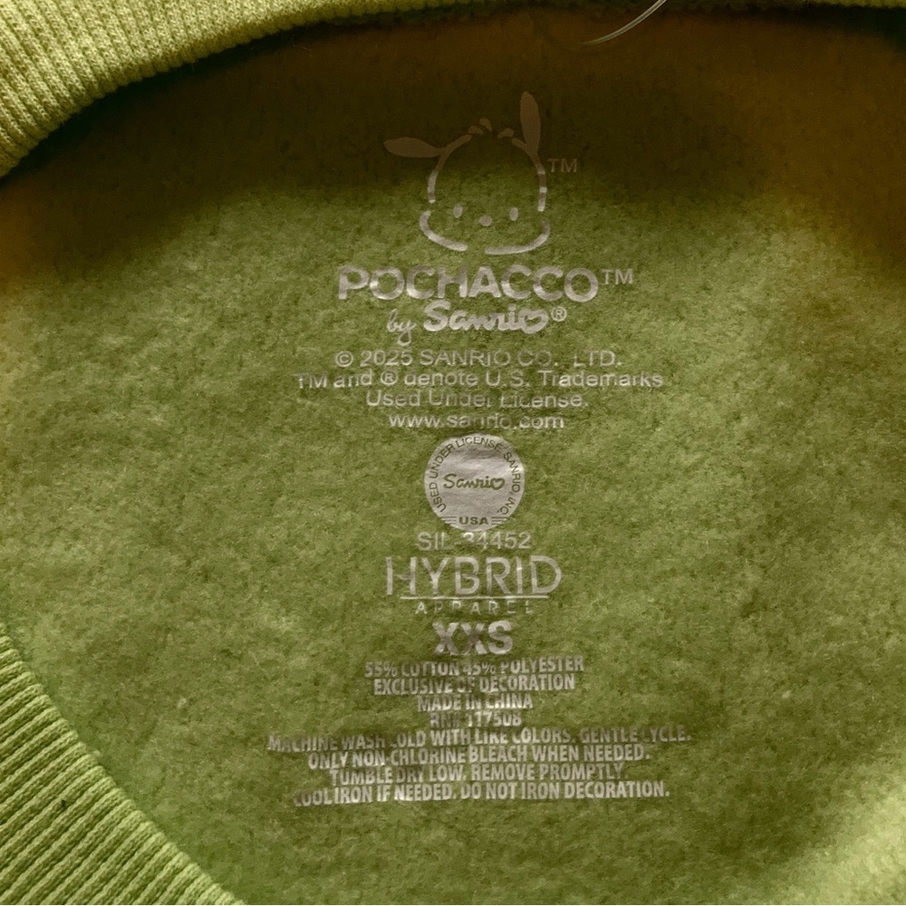 Sanrio Pochacco Dog‎ Sweatshirt in Lime Green | Embroidered | NWT - Picture 4 of 7